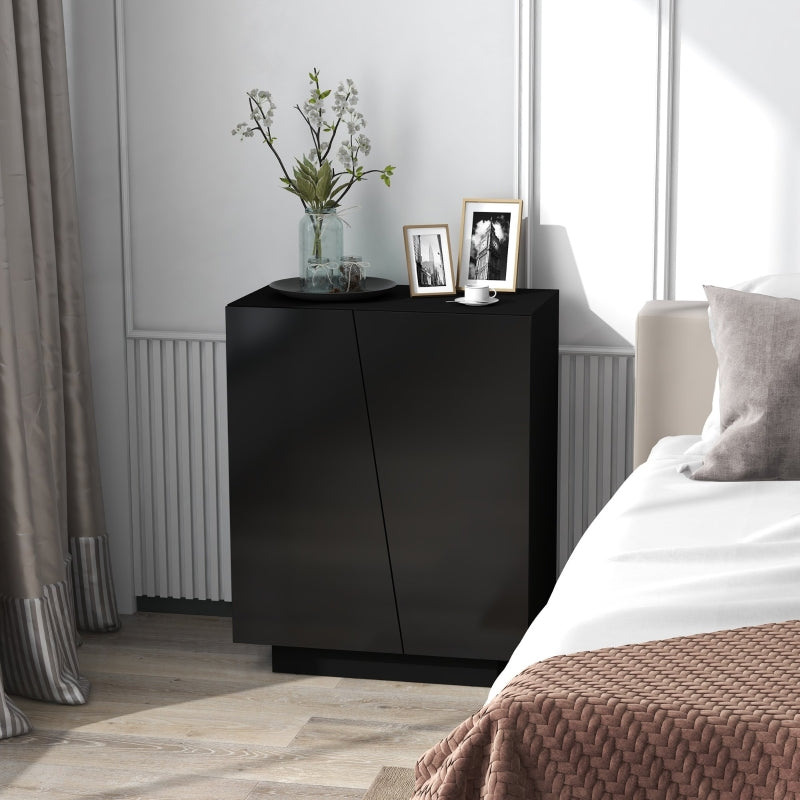 Black High Gloss Freestanding Storage Cabinet with Adjustable Shelves