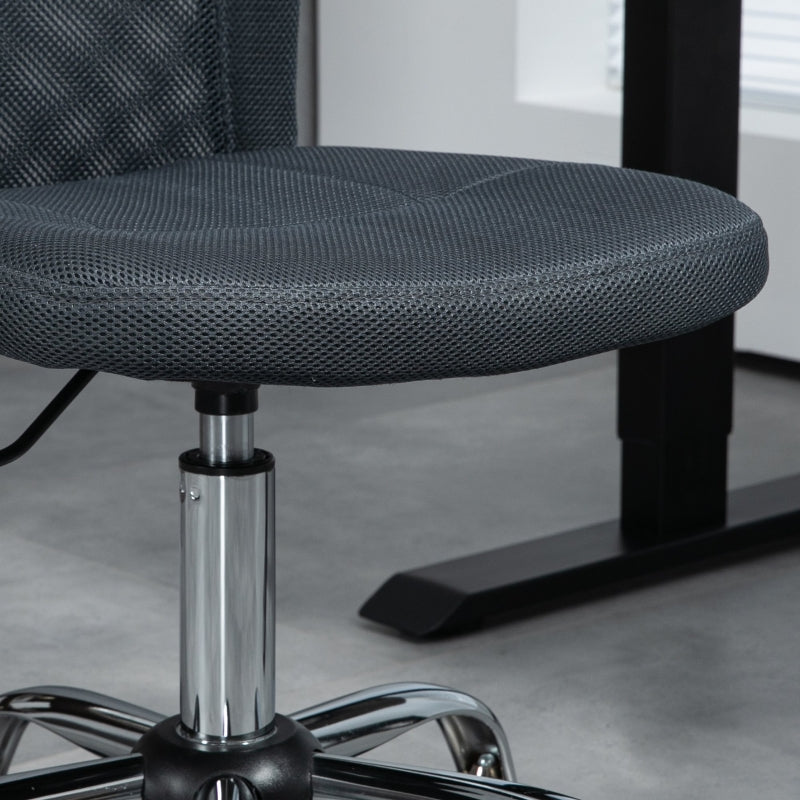 Dark Grey Mesh Office Chair with Adjustable Height and Swivel Wheels