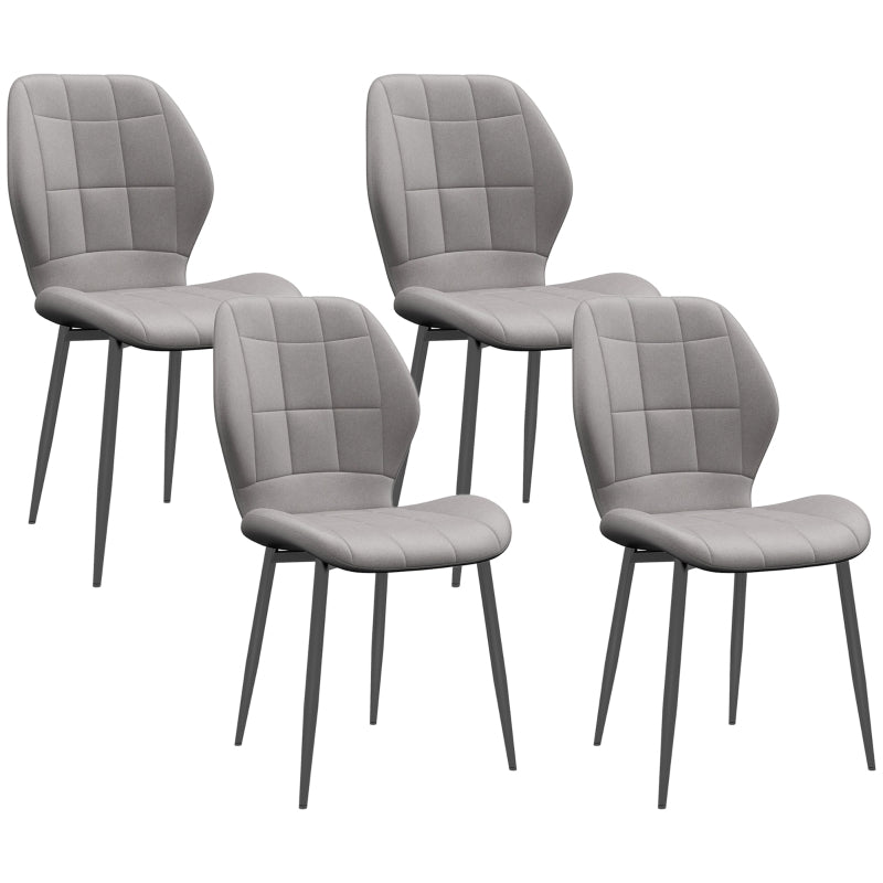 Set of 4 Light Blue Flannel Tub Dining Chairs