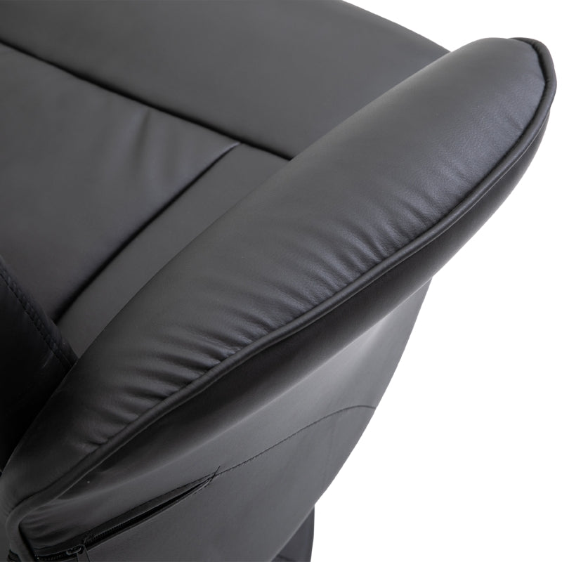 Black High Back Recliner Chair with Footstool