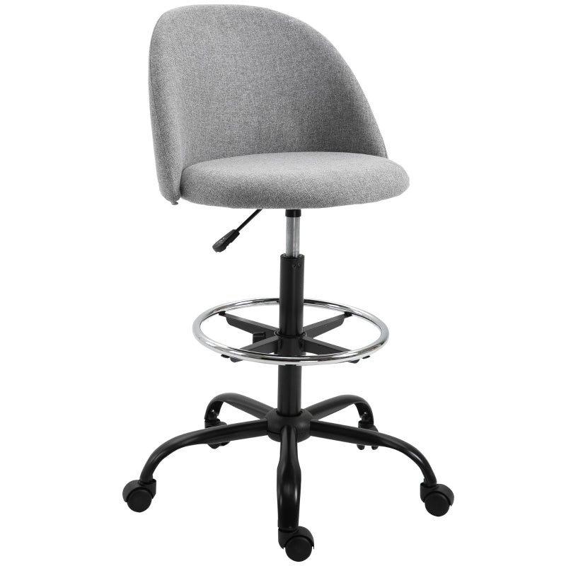 Grey Ergonomic Drafting Chair with Adjustable Height and Footrest