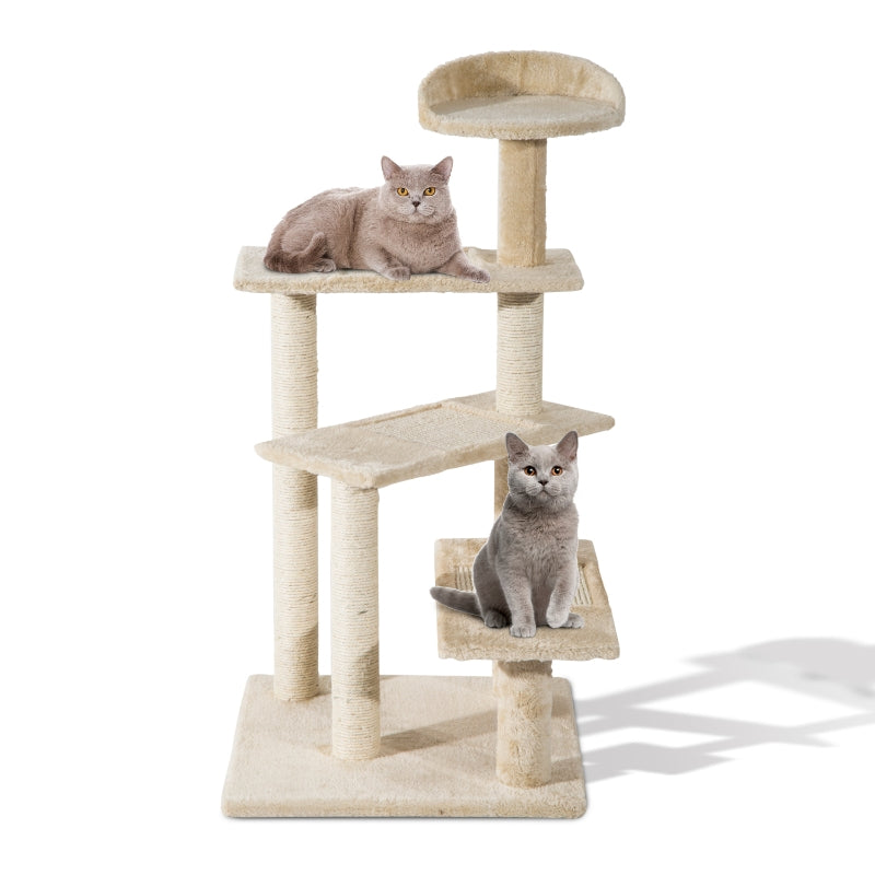 Beige 100cm Cat Tree Climbing Tower for Indoor Cats - Scratch Post & Activity Centre