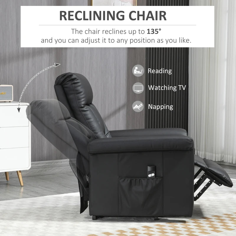 Black Power Lift Recliner Chair for Elderly with Remote Control