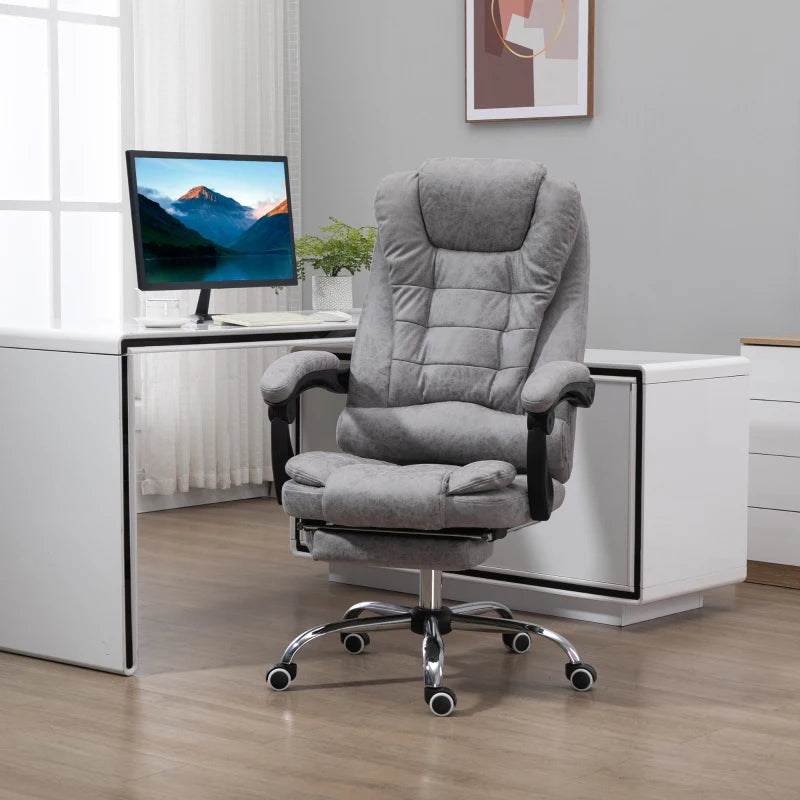 Grey Heated Massage Office Chair with Footrest