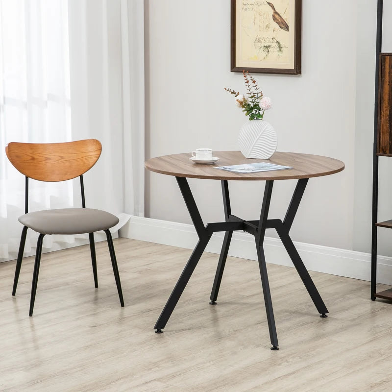 Brown Dining Table with Black Legs - 90 x 76 cm, Anti-slip Foot Pads