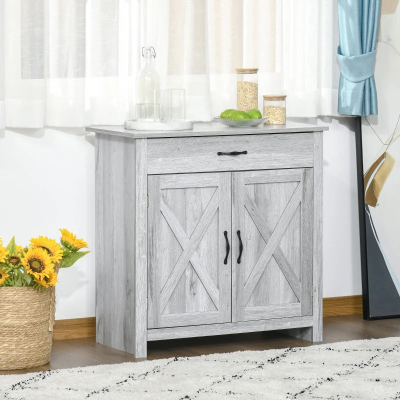 Grey Farmhouse Sideboard Storage Cabinet for Living Room