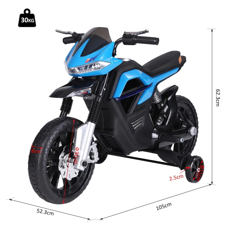 Blue Kids Electric Motorbike 6V Ride On Motorcycle with Lights and Music