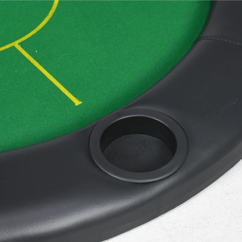 Green Foldable Poker Mat, 10-Player Table Top with Cup Holder & Carry Bag