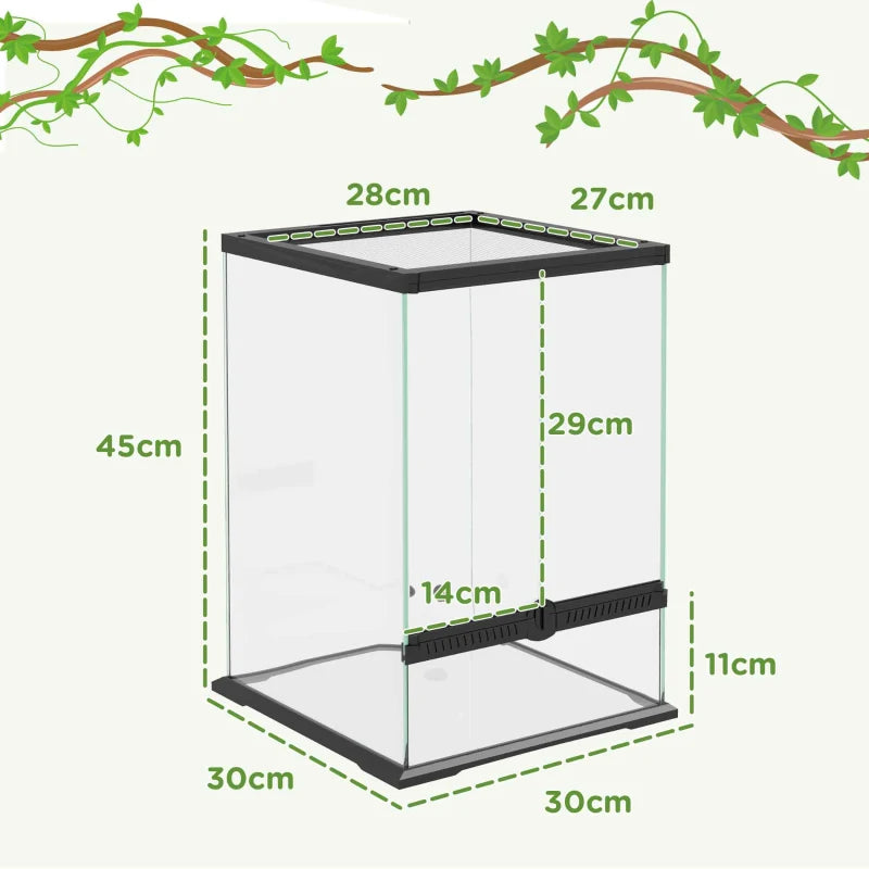 40L Reptile Vivarium with Anti-Escape Design and Ventilation - Ideal for Lizards, Frogs, Snakes, Turtles, Tortoises