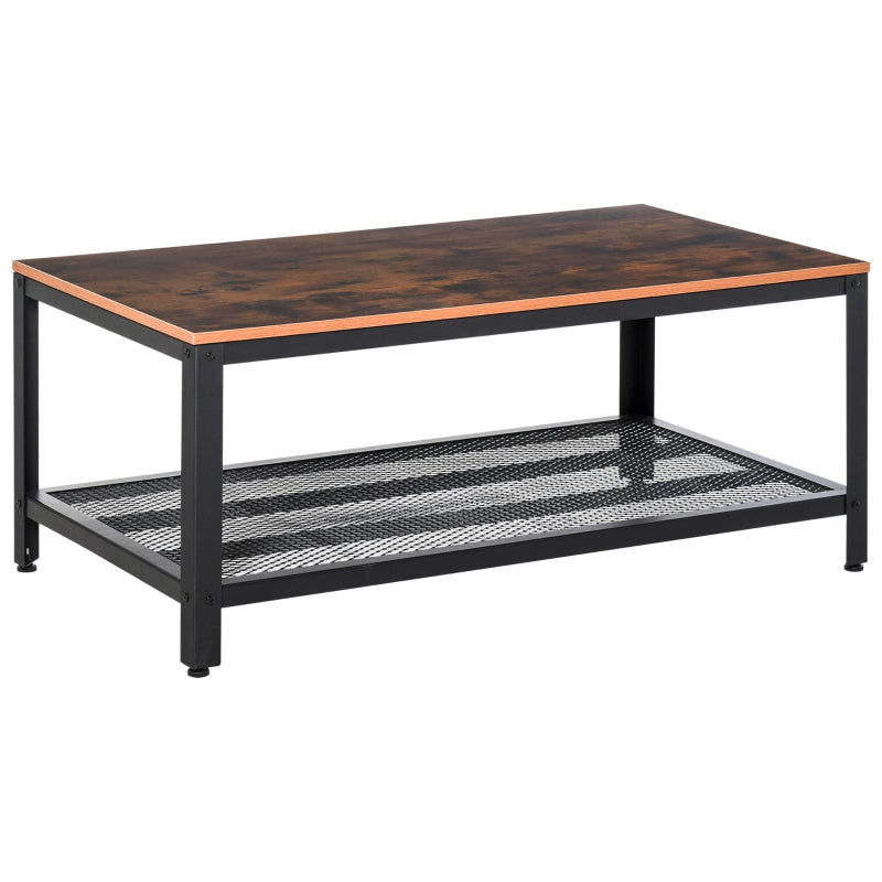 Industrial Black Coffee Table with Storage Shelf - 106 x 60 x 45cm