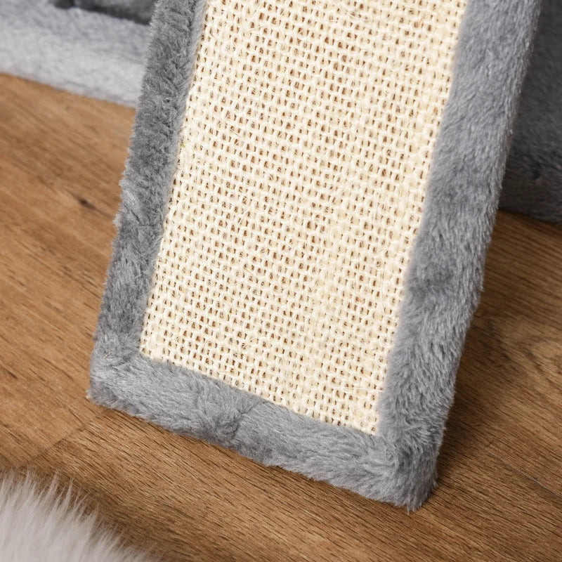 Grey Cat Tree Tower with Scratching Post and Hammock