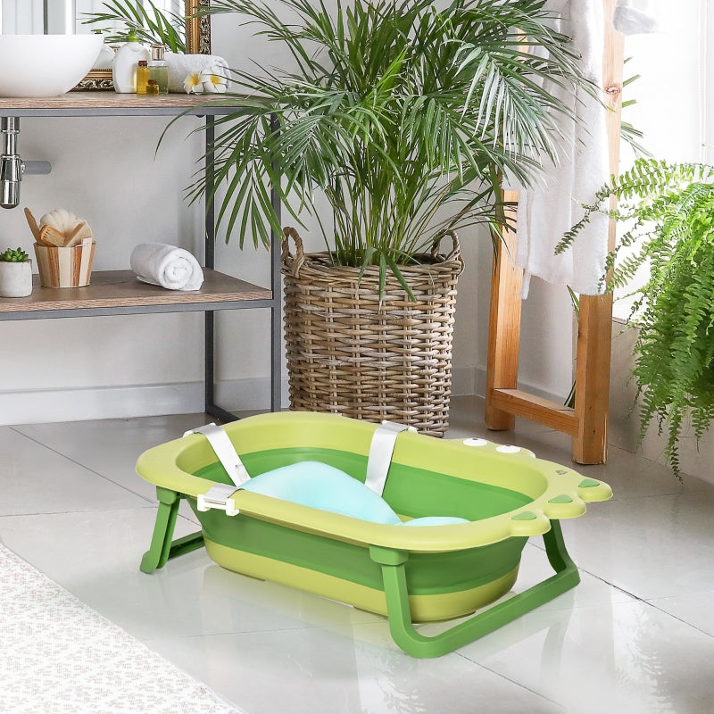 Green Ergonomic Baby Bath Tub with Cushion 0-3 Years