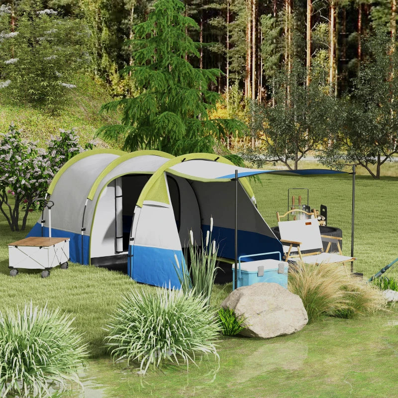 Green 3-Person 2-Room Tent with Porch and Accessories