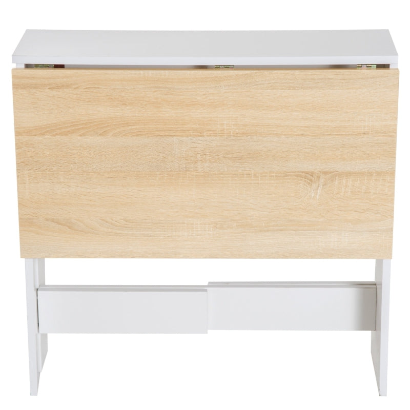 Oak and White Folding Desk - Space Saving Home Office Furniture