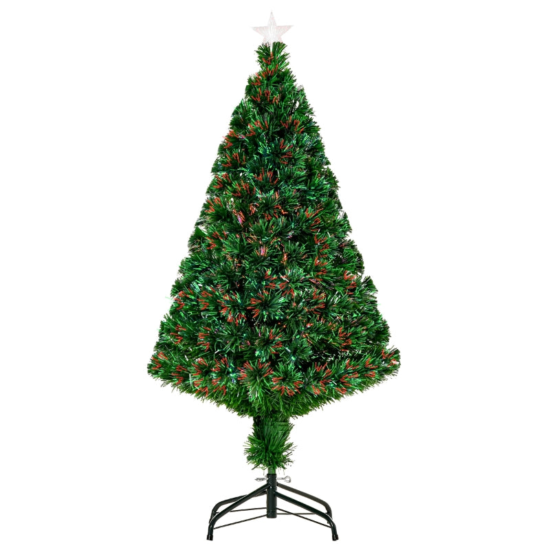 4FT Pre-Lit Fibre Optic Christmas Tree with Tree Topper - Multi-Colour