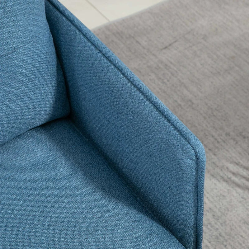 Blue Button Tufted One Seater Sofa with Cushions