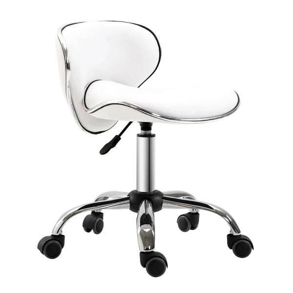 White Adjustable Swivel Salon Chair for Spa and Technician