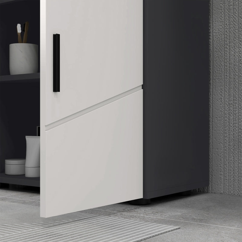 Light Grey Under Sink Bathroom Cabinet with Double Doors and Shelf