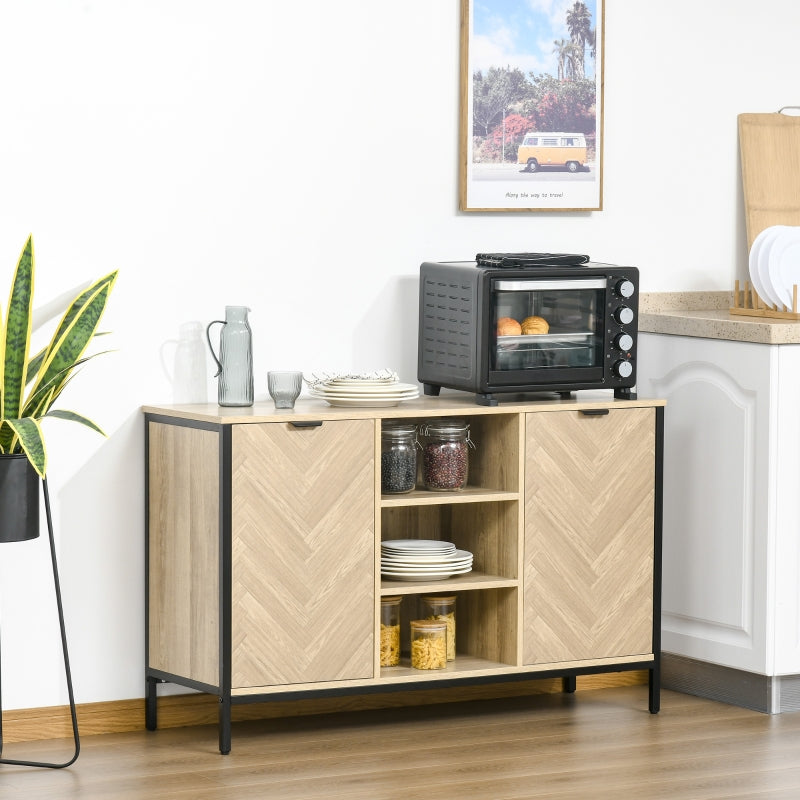 Oak Tone 2-Door Sideboard Storage Cabinet with Adjustable Shelves