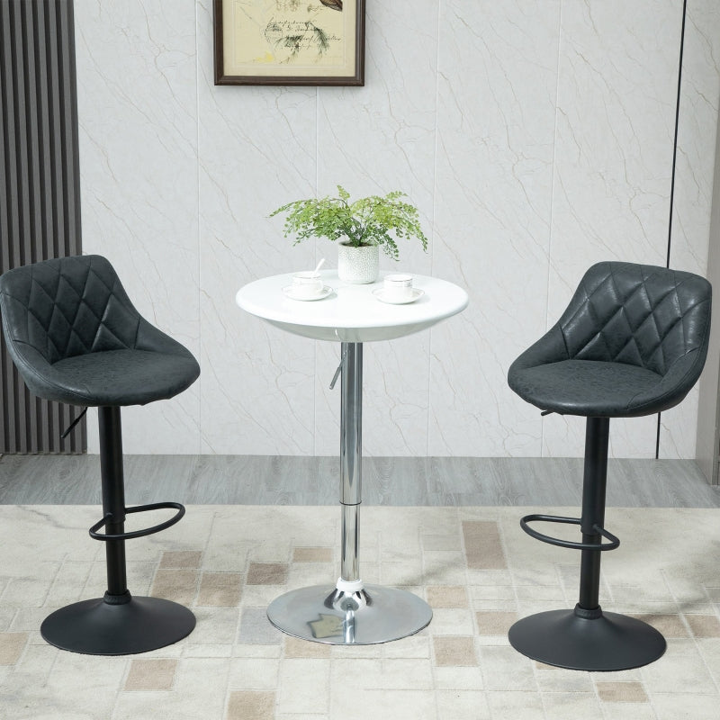 White Adjustable Height Round Bar Table with Swivel Painted Top