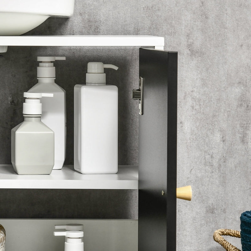 Modern Black and White Bathroom Sink Storage Cabinet