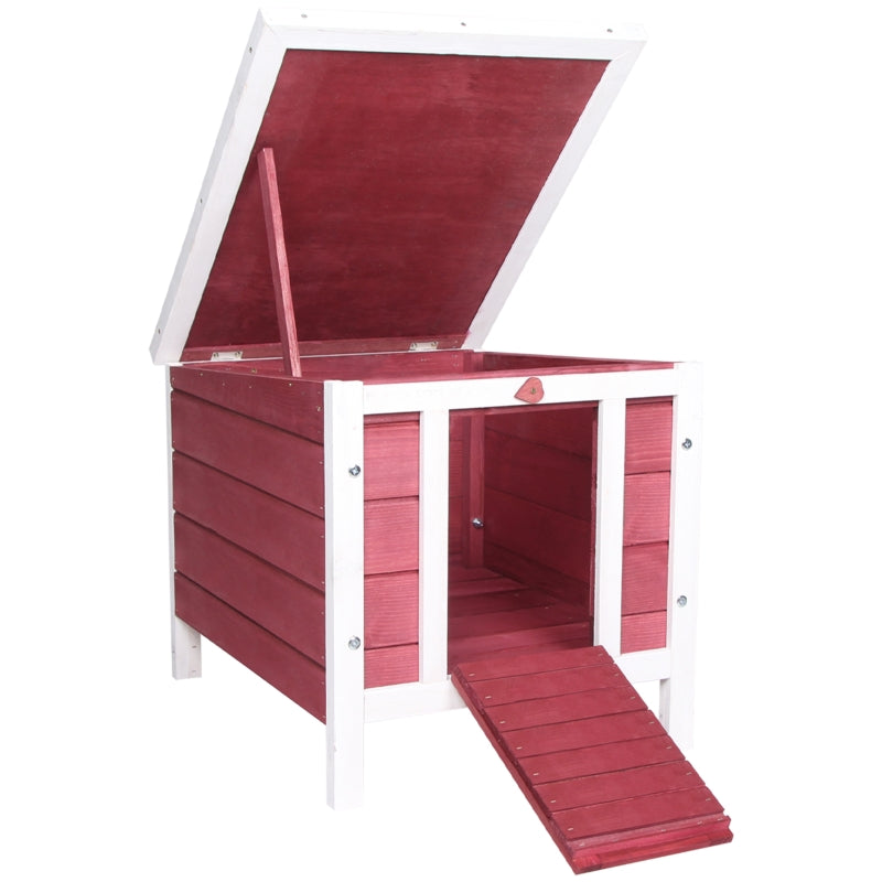 Red Wooden Rabbit Hutch 51 x 42 x 43 cm by