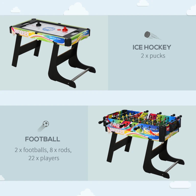 4-in-1 Multi-Color Folding Gaming Table: Hockey, Football, Table Tennis, Billiards