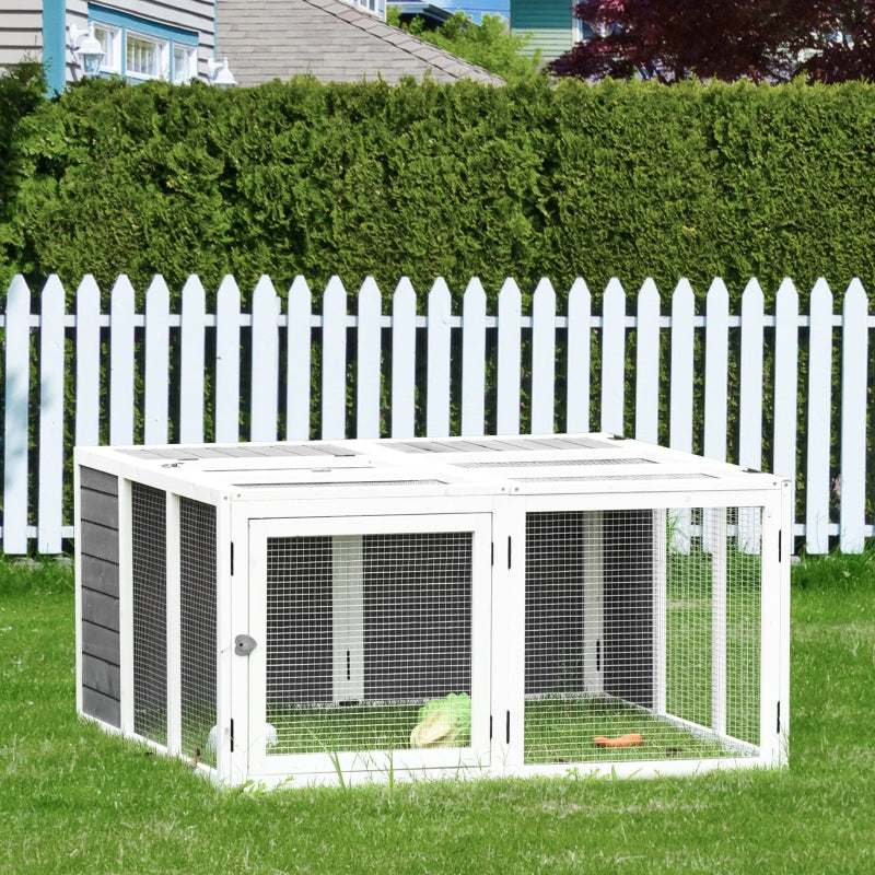 Grey 48 Inch Rabbit Hutch with Openable Roof