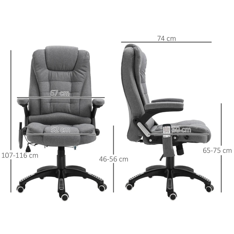 Grey Heated Massage Recliner Chair with 6 Massage Points