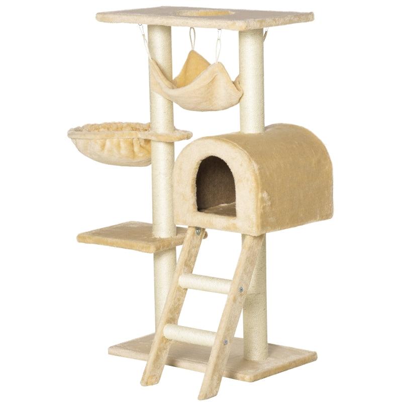 Cat Tree Tower with Hammock and Scratching Post - Grey