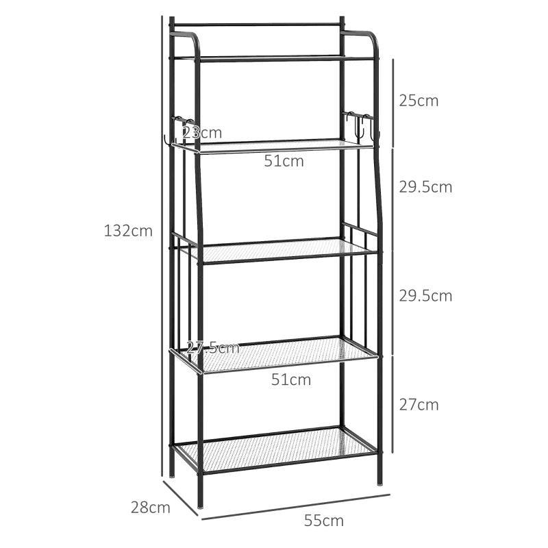 Black 5-Tier Steel Kitchen Shelving Unit