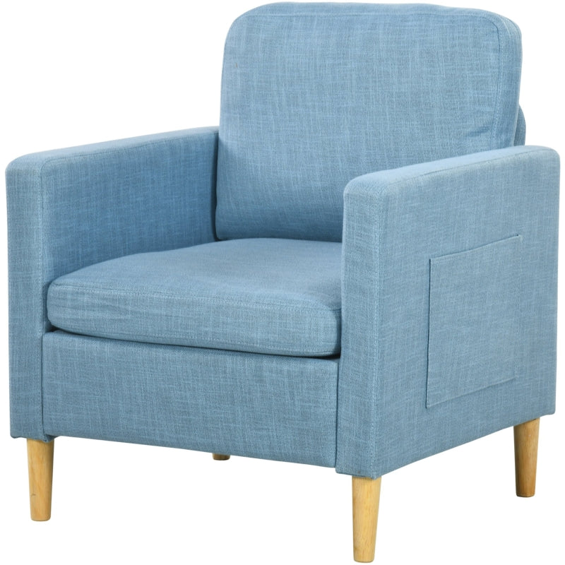 Blue Upholstered Modern Accent Chair for Living Room, Bedroom, Home Office