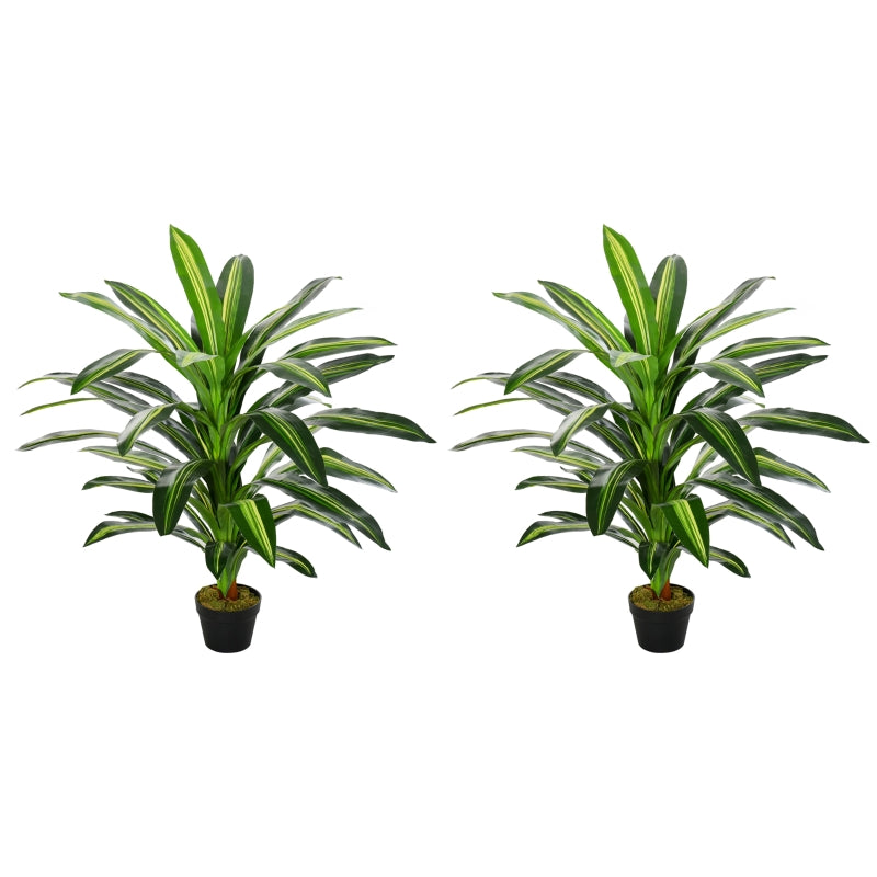 Green Artificial Dracaena Tree Set, Indoor Outdoor Decor, 3.6FT, 40 Leaves