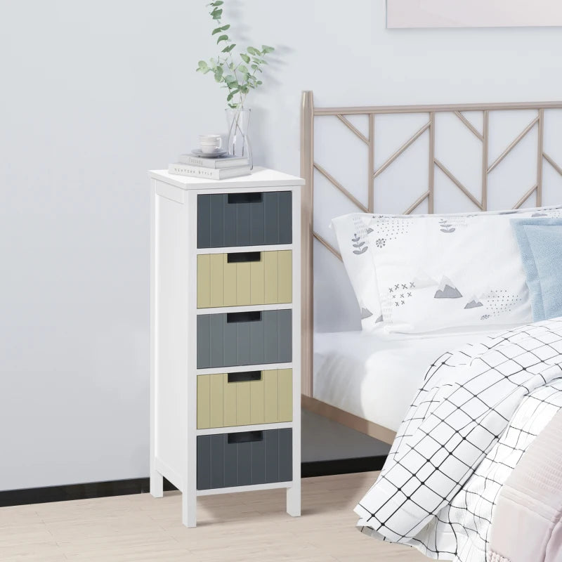 Modern 5-Drawer Tall Side Cabinet in Multi-Color