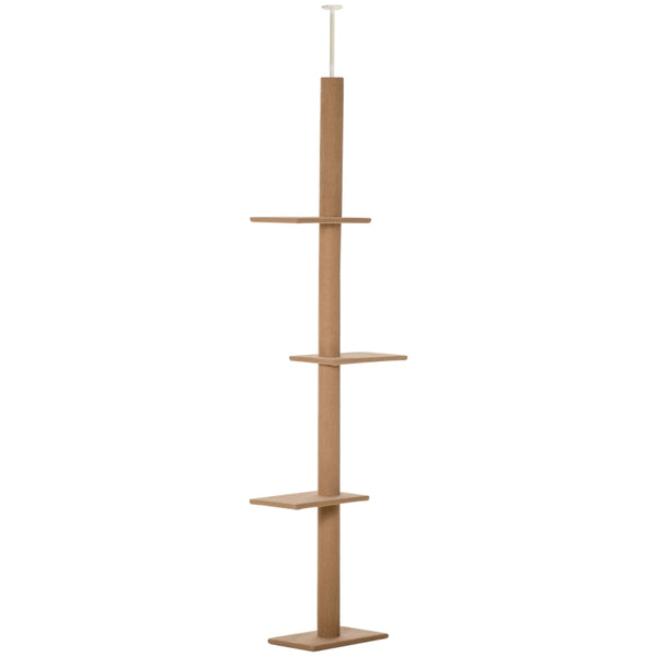 Brown 260cm Cat Tree with 3 Perches & Flannel Upholstery