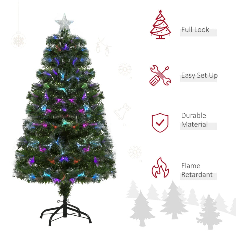 4FT Multicoloured Fibre Optic Christmas Tree with Pre-Lit Modes