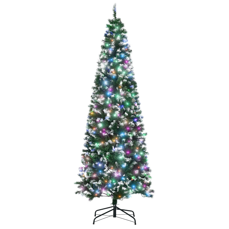 7FT Tall Pre-lit Slim Green Christmas Tree with 350 LED Lights