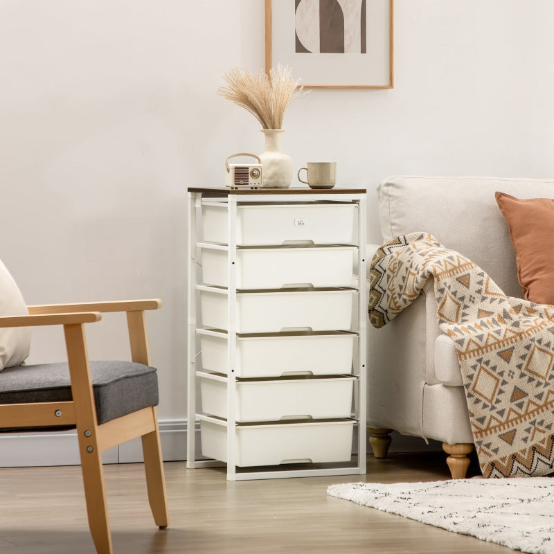 White 6-Drawer Tall Storage Chest for Bedroom and Living Room