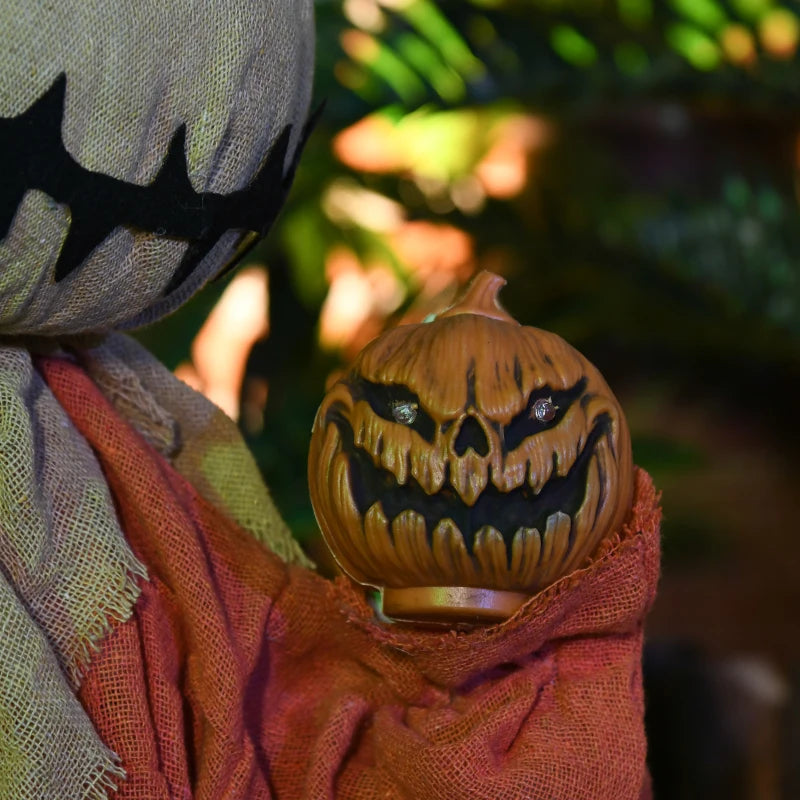 Black Halloween Scarecrow with Light-Up Eyes and Sound Activation