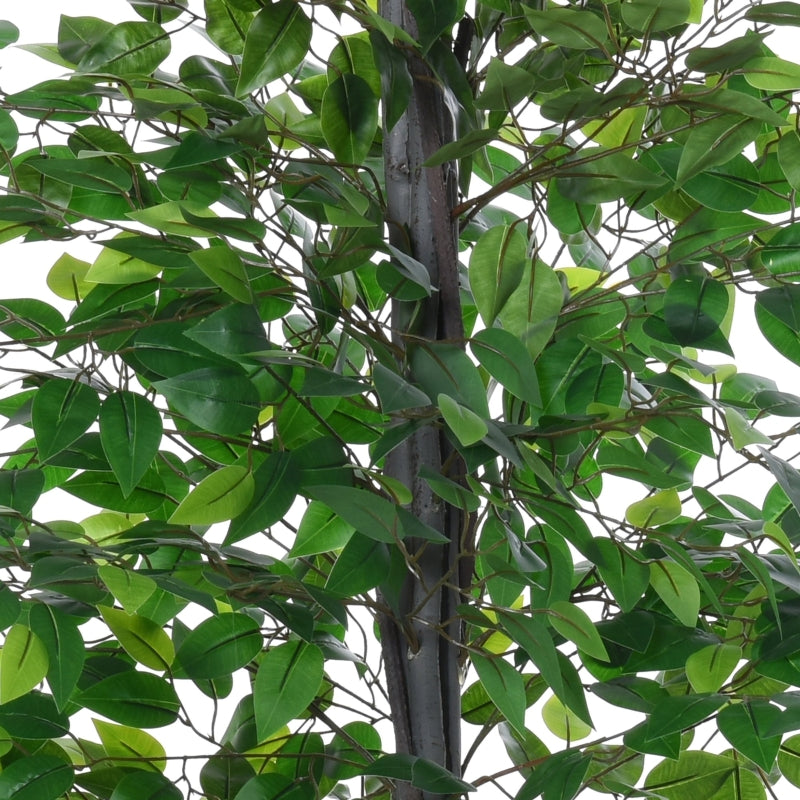 Vibrant Green Artificial Banyan Plant in Cement Pot - Indoor/Outdoor Decor