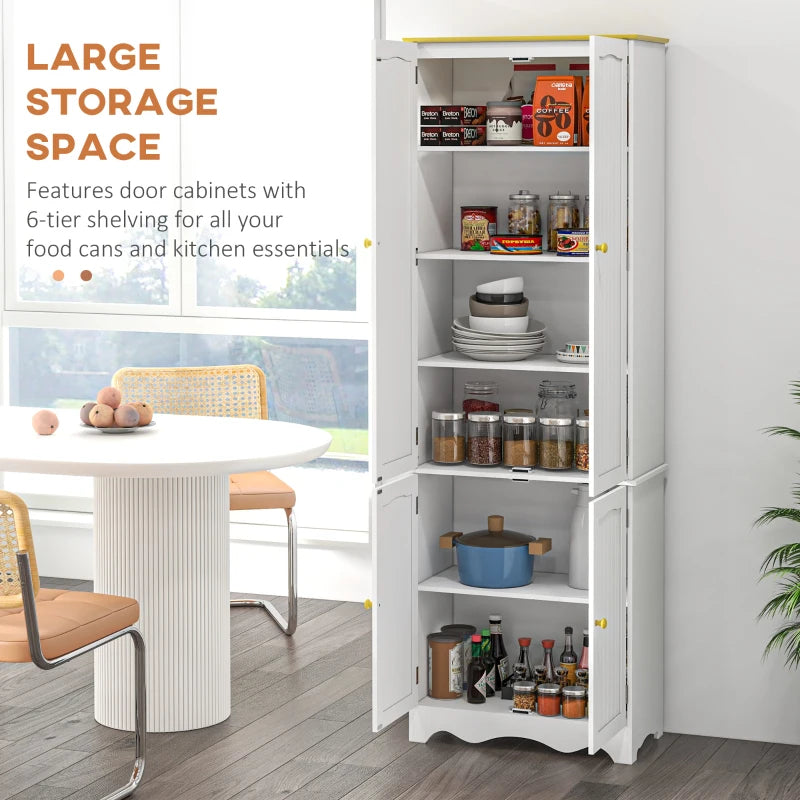 White 4-Door Freestanding Kitchen Storage Cabinet with Shelves