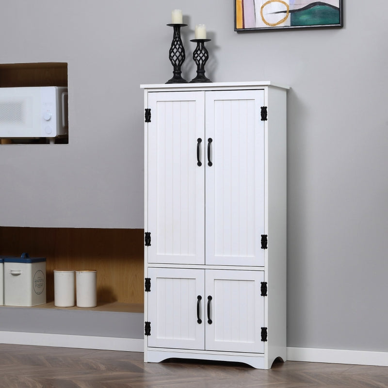 White Kitchen Storage Cabinet with Adjustable Shelves and Doors