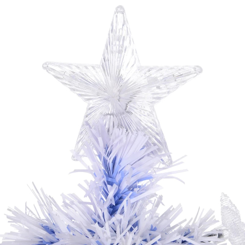 4FT Pre-Lit White Blue Fibre Optic Christmas Tree with LED Lights