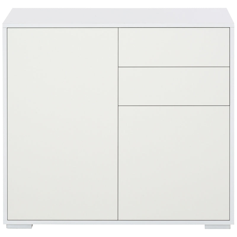 White High Gloss Sideboard with Push-Open Design and 2 Drawers