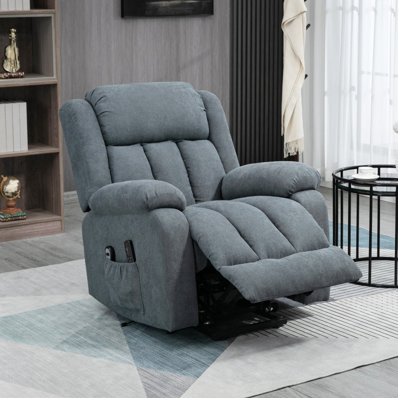 Dark Grey Elderly Recliner Chair with Massage and Lift Function