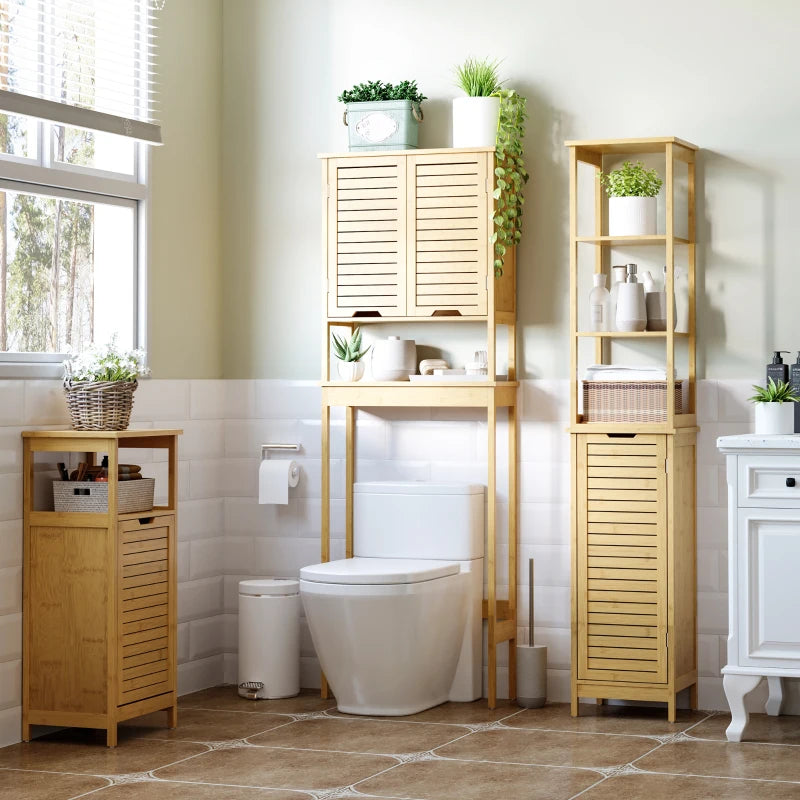 Natural Bathroom Floor Cabinet with 3 Shelves