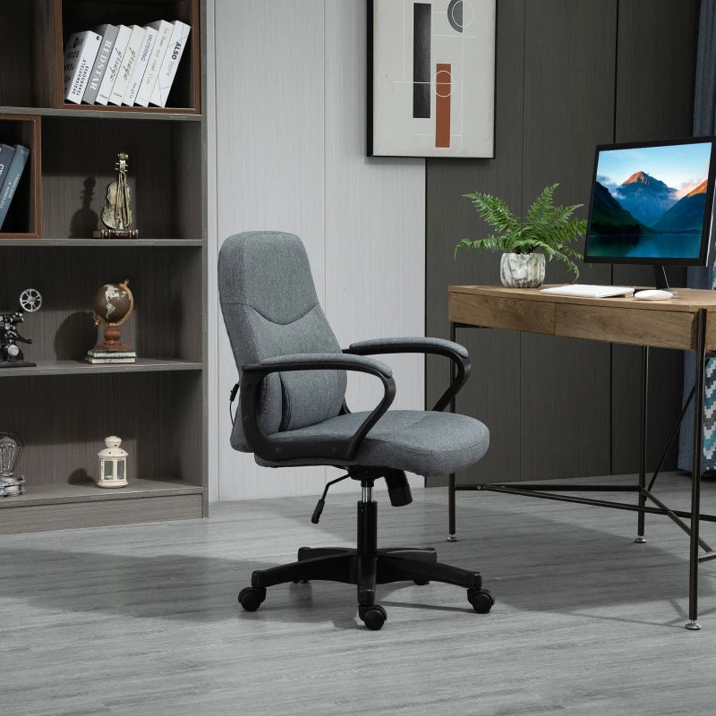 Grey Fabric Office Chair with Massage Lumbar Support