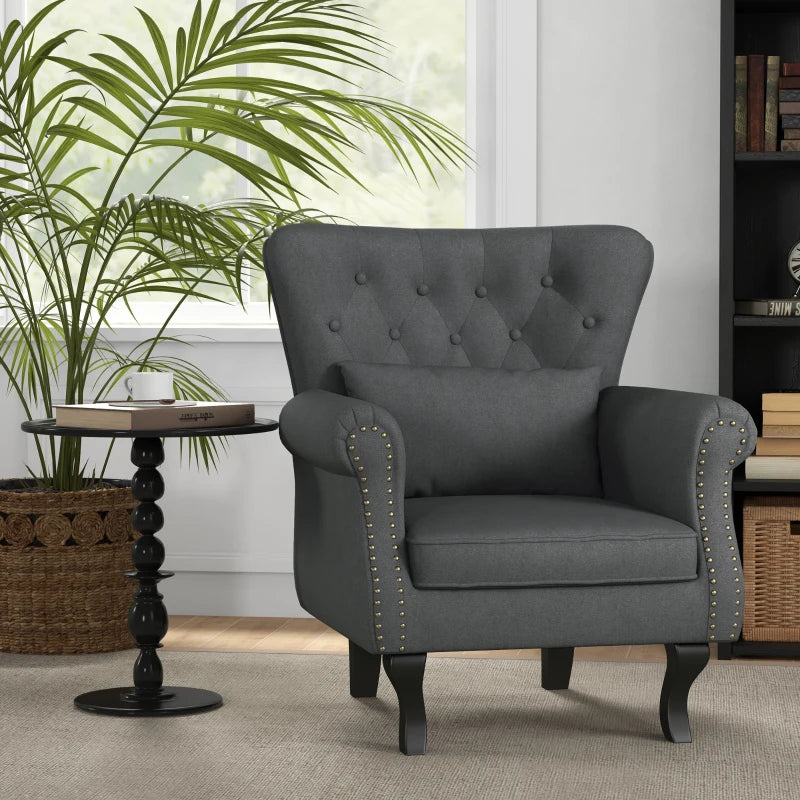 Grey Velvet Chesterfield Accent Chair