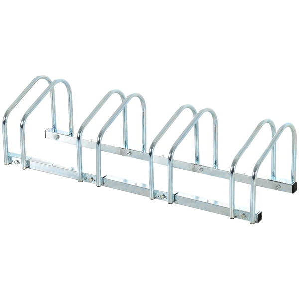 Silver Bike Storage Rack (4 Racks) - Floor/Wall Mount Bicycle Stand