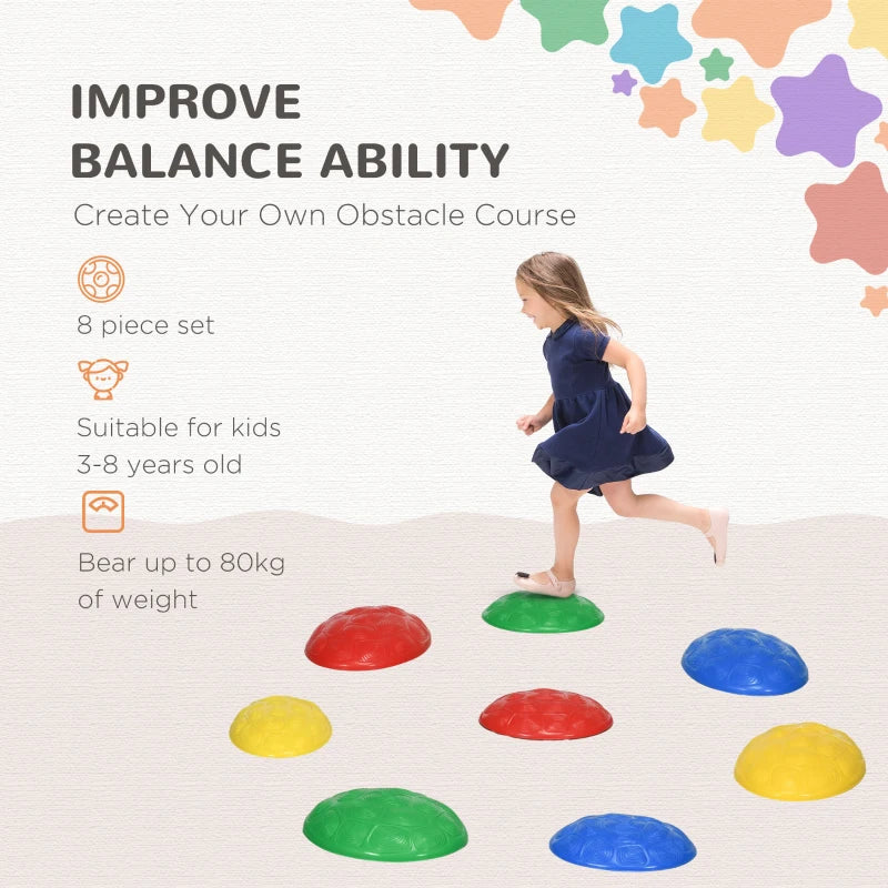 Colorful Kids Stepping Stones Set with Non-Slip Mats